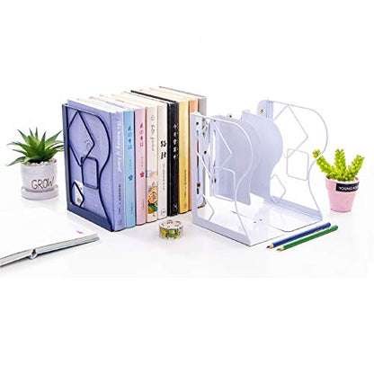 Adjustable Bookends - Nonskid Heavy Duty Book Ends for Desk - Book Stand & Organizer - color: Black-cubic