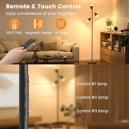 SIBRILLE 36W LED Tree Floor Lamp with Remote for Living Room Bedroom - color: Black