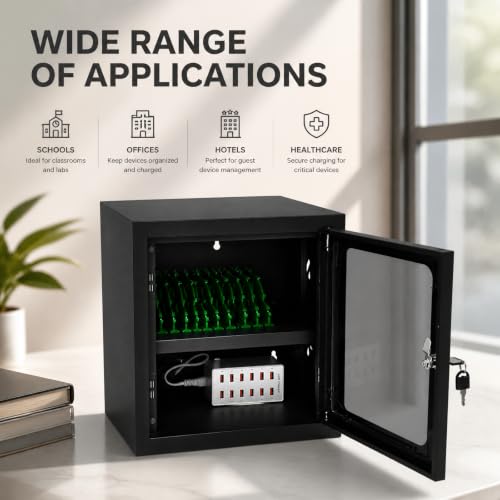 12 Slot Mobile Phone Charging Cabinet Lockable Cell Phone Charging Station - color: Black, size: 12-Device