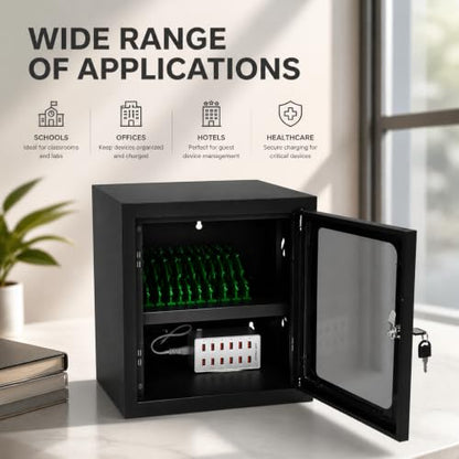 12 Slot Mobile Phone Charging Cabinet Lockable Cell Phone Charging Station - color: Black, size: 12-Device