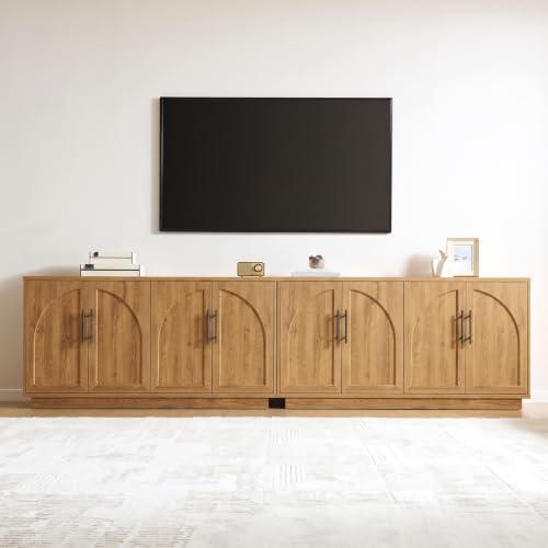 Fatmok 59" Arched Sideboard Buffet Cabinet with Storage,Honey Brown - color: A-honey Brown