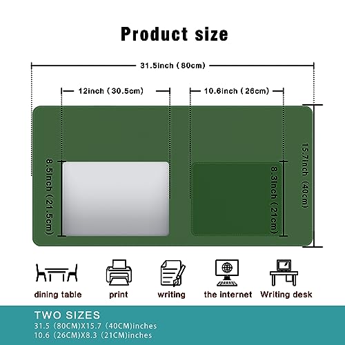 Makeup Mat for Protector,Craft Mats to Protect Table,Nail Art Table Mat,Dresser Protector Top Vanity Essentials,Vanity Desk Cover Pads,Dresser Cover Top Mats(Green+Gray,31.5" x 15.7")