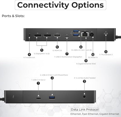 Dell WD19TB Thunderbolt Dock - 1 Year Warranty, Docking Station with 180W Adapter, HDMI, DisplayPort, Thunderbolt Cable, Cloth - Dell Docking Station Dual Monitor for Laptop & Computers (Renewed)