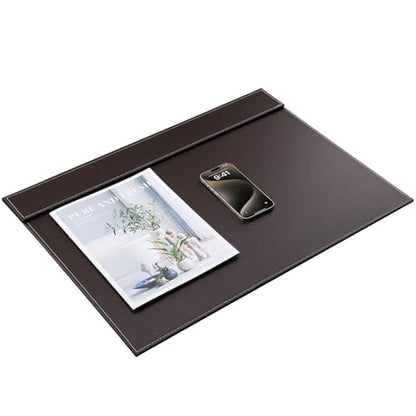 KINGFOM Ultra-Smooth PU Leather Desk Pad & Mat Office Desk Drawing & Writing Board A3/ A4 File Paper Clip Table Protector Mat on Top Large 24''x18'' (Brown) - color: Brown-a006