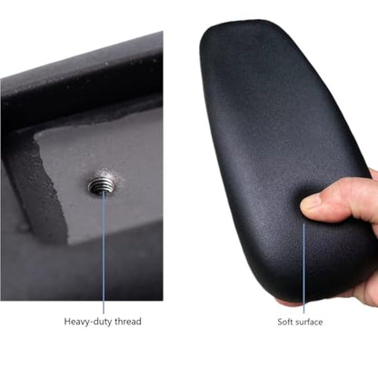 Office Chair Arm Replacement, PU Armrest Arm Pads Caps, Univeral 4" Mounting Hole, (Set of 2) Black with Screws Washer and Wrench
