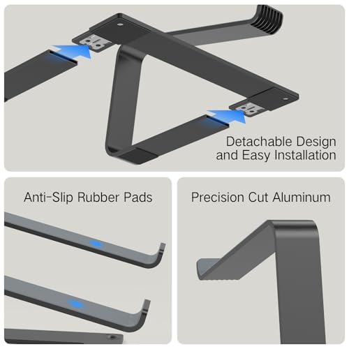 Tonmom Laptop Stand for Desk, Aluminum Laptop Riser Holder | Removable Metal Notebook Stand Ventilated Cooling Computer Riser Compatible with 10-15.6” Laptops