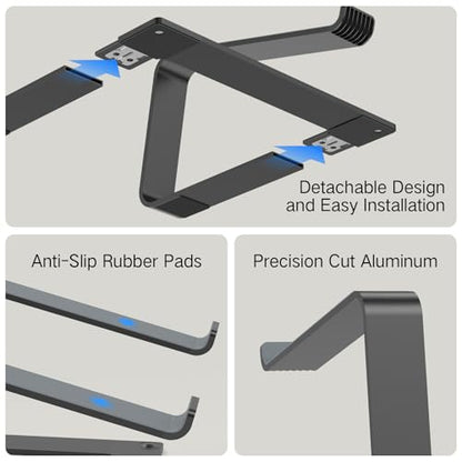 Tonmom Laptop Stand for Desk, Aluminum Laptop Riser Holder | Removable Metal Notebook Stand Ventilated Cooling Computer Riser Compatible with 10-15.6” Laptops