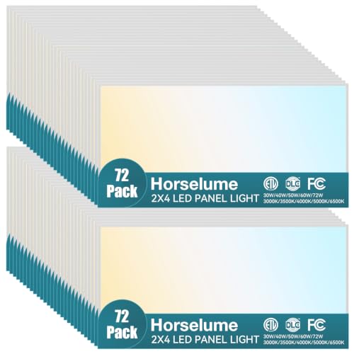 72Pack 2x4 LED Flat Panel Light, 9630LM, Selectable 30W-72W and 3000K-6500K, Dimmable 0-10V, Drop Ceiling Fixture for Office, School, Store (72Pack) - size: 72Pack