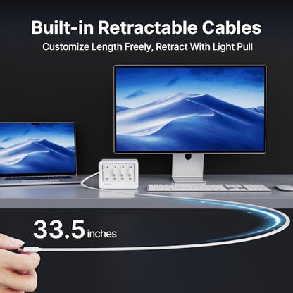 Gitryin 12-in-1 Desktop Charging Station, 160W USB Retractable GaN Charger - size: With 3 Type-C Chargers and 1 Lightning Charger