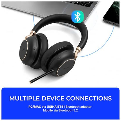 YealinkBH76 Plus UC Wireless Headset for Work (1208708), Bluetooth Headset with ANC Mic, Retractable Mic Arm, Switchable Earpads, Compatible with Teams, Zoom & Business Calls