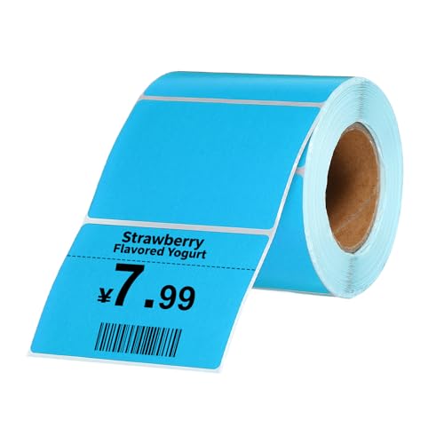 PATIKIL 500 Pcs Thermal Labels, 2x2.76 Inch Thermal Printer Labels Stickers Self Adhesive Tags Rectangle Paper Roll Small for Printer Shipping Label Mailing UPS Barcode Address, Blue - color: Blue, size: 50x70mm
