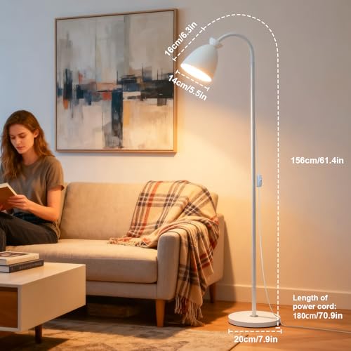 9W Tall LED Dimmable Gooseneck Floor Lamp 3-Color White - color: White Dimming