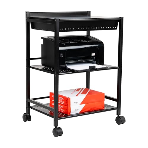 Mind Reader Cart with Covered Compartment, Office Organizer, Storage, 3-Tier, Office, Metal, 20" L x 14.25" W x 28.75" H, Black - style: 3-Tier with Compartment