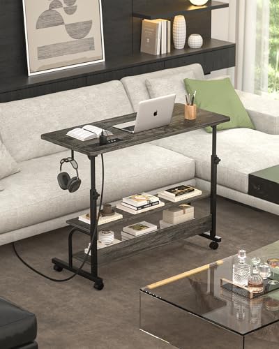 Armocity 32" Rolling Standing Desk with Charging Station for Couch Bed - color: Grey Oak, size: 32''