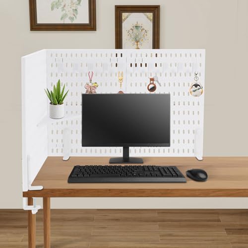 Desk Divider for Office, 3Pcs Desk Privacy Panels Tabletop Partition with 3 Clamps, Clamp On Privacy Screen Shield for Office Counter, Each Panel W11.8*H15.7in (White)