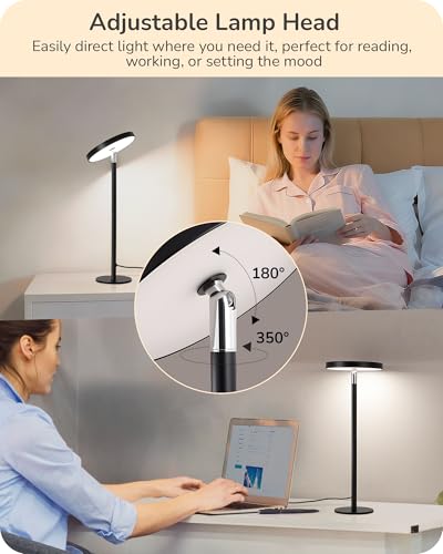 EDISHINE LED Table Lamp, Desk Lamp with 2 Adjustable Height, High CRI 90+ - color: Black