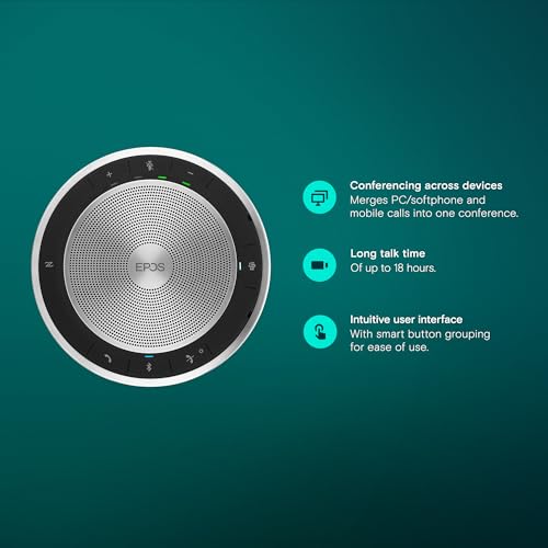 EPOS Expand SP 30T (1000225) Portable Bluetooth Speakerphone - Instant Conferencing Anywhere - Sound-Enhanced - PC, Mobile Phone & Softphone Connection