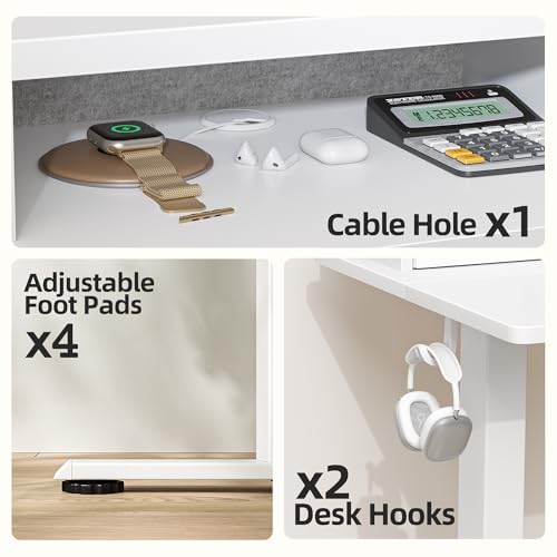 TIQLAB Standing Desk with Two Drawers, Stand Up Standing Desk Adjustable Height, Electric Sit Stand Table with Storage Shelf and Splice Board, 48 * 24 inch, White - color: White, size: 47*24 inch without keyboard tray