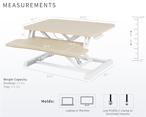 VIVO Light Wood 26 in Standing Desk Converter, DESK-V026KF - color: Light Wood, size: 26"