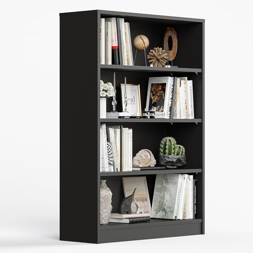 Farini 48 Inch Tall Bookcase,4 Shelf Bookshelves,Adjustable Bookshelf for Home Office,Black - color: Black, size: 4 shelf