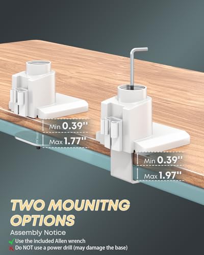 Dual Ultrawide Monitor Mount for 24-57'' Screens, Max Load 59.4 lbs per Arm | Vertically Stacked, Heavy Duty, Aluminum, Fully Adjustable, Topside Clamp/Grommet Mounting, VESA 75/100 mm, White - color: White