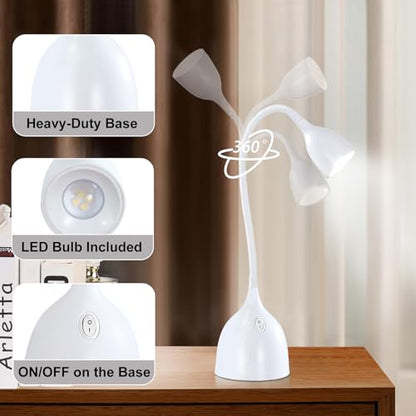 EJIAXIN Desk Lamp for College Dorm Room - LED Reading Light, White - color: White