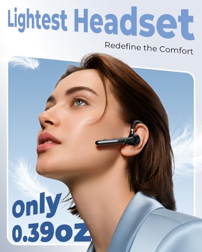 Ngsod Bluetooth Headset V5.4,USB Dongle Wireless Earpiece with Mic,Black | 500mAh Charging Case,50H Talk Time,Dual connect & Mute,ENC Noise Cancelling Lightest Headphones for Work Trucker
