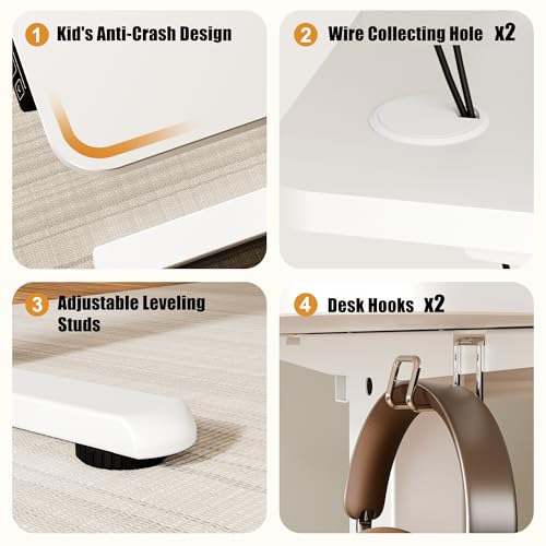 47"x24" Standing Desk, Height Adjustable Sit-Stand Office, White | Electric Adjustable Standing Desk, Sit to Stand Computer Office Desk with Splice Board, Memory Preset, Lifts 28.7''-46.5" - color: White Frame-white, size: 47.2-inch