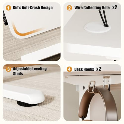 47"x24" Standing Desk, Height Adjustable Sit-Stand Office, White | Electric Adjustable Standing Desk, Sit to Stand Computer Office Desk with Splice Board, Memory Preset, Lifts 28.7''-46.5" - color: White Frame-white, size: 47.2-inch