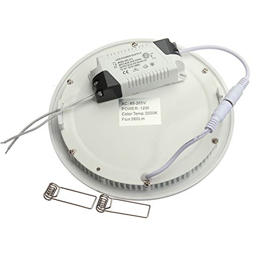 BSOD LED Panel Light 3W 4W 6W 9W 12W 15W 18W 24W Flat Lamp Round Ultra-Thin Recessed Ceiling Light Downlight Fixture Kit (Warm White, 12W) - color: Warm White, size: 12W