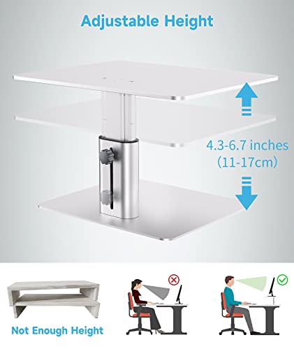 BoYata Monitor Stand, Adjustable Height Metal Desktop Riser, Silver - color: Silver