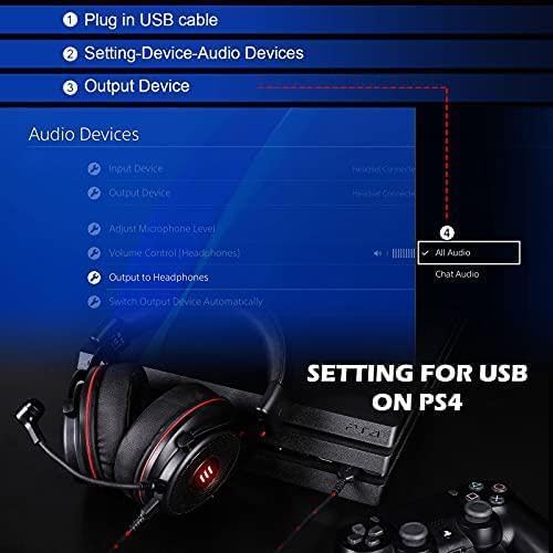 EKSA E900 Pro USB Gaming Headset for PC - Computer Headset with Detachable Noise Cancelling Mic, 7.1 Surround Sound, 50MM Driver - Headphones with Microphone for PS4/PS5, Xbox One, Laptop, Office | Computer Headset with Detachable Noise Cancelling Mic, He