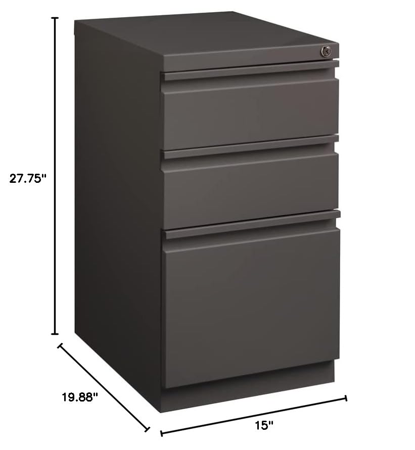 Pemberly Row 3 Drawers 27.75" Vertical Espresso Metal Filing Cabinet Lockable Pre-Assembled Stationary Letter Size for Home, Office - color: Espresso