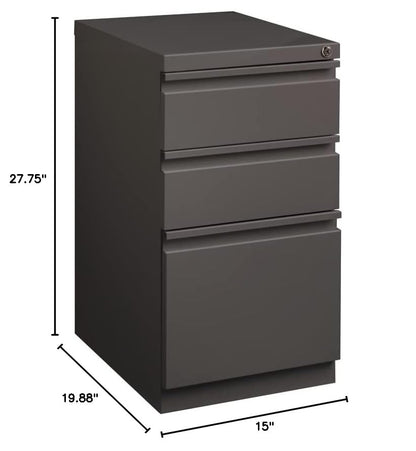Pemberly Row 3 Drawers 27.75" Vertical Espresso Metal Filing Cabinet Lockable Pre-Assembled Stationary Letter Size for Home, Office - color: Espresso