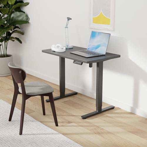 JOY worker 35" Small Electric Sit Stand Desk, Whole Piece Height Adjustable - color: Black, size: 35" * 20"