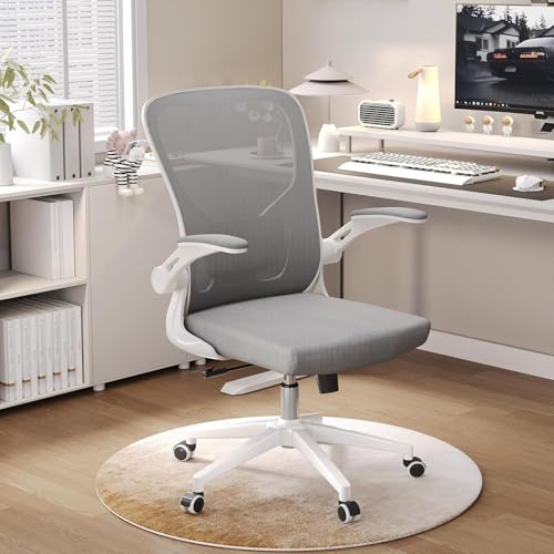 Ergonomic Office Desk Chair High Back Mesh Computer Chair Adjustable Chair | 360° Swivel Adjustable Lumbar Support & Flip-Up Armrests capacity 300 lbs capacity - color: 05grey