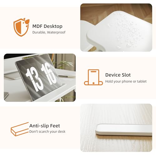 Claiks Standing Desk Converter 36In Height Adjustable Sit Stand Riser White | 5.9-17.3 inch height range, 33 lbs desktop capacity, ergonomic Z-lift structure, smooth pneumatic lift - color: White, size: 36 inch