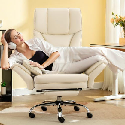 FelixKing Office Chair, Flip Armrests for Pets Criss Cross Legged, White - color: White