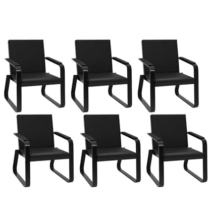 Waiting Room Guest Chair with Padded Arms, PU Leather Office Furniture, Lobby Conference Reception Chairs, Office Guest Seating for Clinic,Airport,Hospital,Barber,Salon,Bank(Black, 6) - style: 6-1-Seat Chair