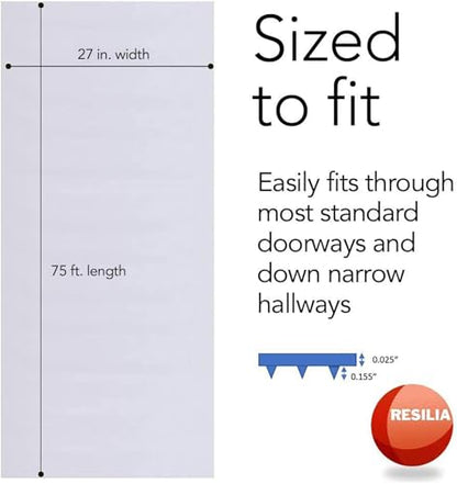 RESILIA Low-Pile Carpet Runner - Non Slip Carpet & Rug Protection, Washable Clear Vinyl Floor Runners, 27 Inches Wide x 75 Feet Long, Made in The USA - size: 2'3" x 75' (Rectangular)