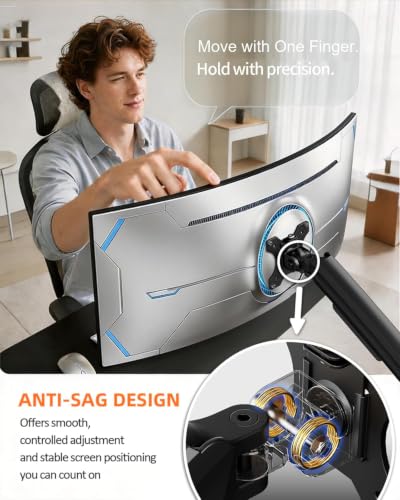 ErGear Heavy Duty Monitor Arm for 13-49″ Ultrawide Screens, 37.4 lbs Capacity, Full Motion Monitor Desk Mount, Rock-Solid Support, Dual C-Clamp & Grommet Mount, VESA 75x75/100x100mm - size: 13"-49", style: Single Arm