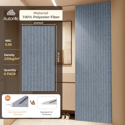 Sound Panels, 8 Pack Acoustic Wall Panels,48”x24”x0.72”,Gray - color: Grey, size: 8PCS