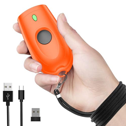 Symcode Bluetooth Barcode Scanner Mini 1D Small Wireless Bar Code Scanner 3-in-1 Bluetooth & 2.4G Wireless & USB Wired Barcode Scanner with Android,iOS,Computers,Windows - color: 1D Laser Orange
