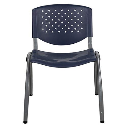 Hercules Series 5 Pack 880 lb. Capacity Navy Plastic Stack Chair with Titanium Gray Powder Coated Frame - color: Navy