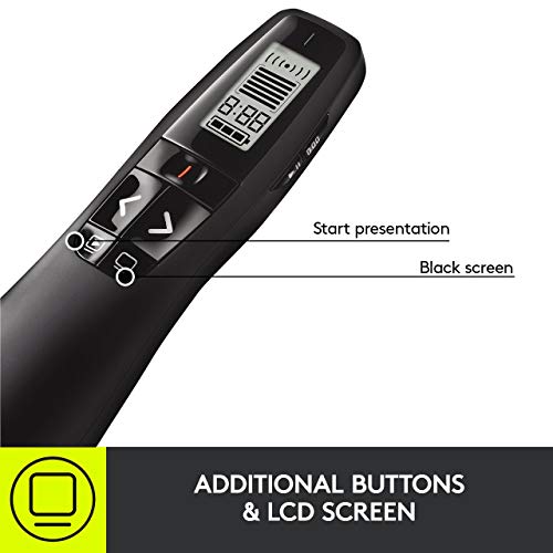 Logitech Wireless Presenter R800 PowerPoint Clicker with Green Laser | PowerPoint remote control, ideal for slideshows - color: Green Laser, style: 5 buttons