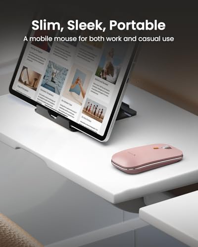ProtoArc XKM01 Full-Size Foldable Keyboard Mouse Combo for Travel, Pink - color: Pink
