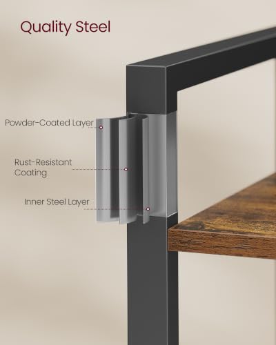 VASAGLE 4-Tier Bookshelf, Bookcase with Shelves, Storage Shelf, Living Room - color: Rustic Brown + Ink Black, size: 4 Tiers (11.8"D x 26"W), style: Without Back Panels