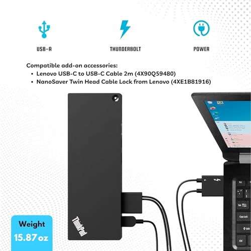 40B00300US Thinkpad Docking Station USB C, 4K Lenovo Thunderbolt 4 Dock | 300W, HDMI, DP & Thunderbolt Cables