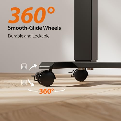 Agilestic 26*16 Inch Height Adjustable Electric Standing Desk, Dark Walnut | Sit Stand Up Computer Desk, with Wheels, Memory Presets, Stable Steel Frame, 88 lbs, Home Office, Studying - color: Dark Walnut, size: 26 x 16Inch