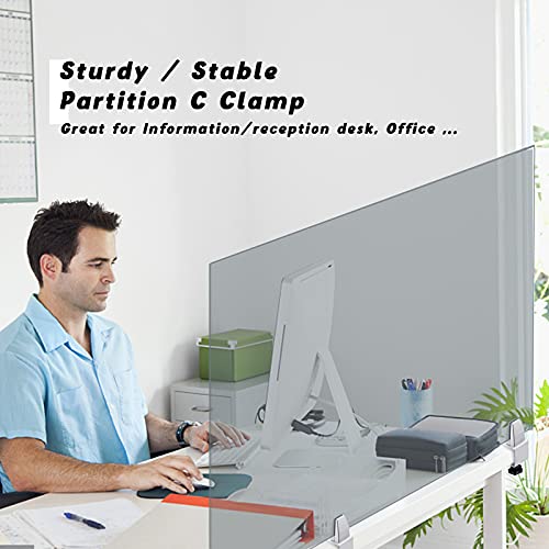 Sneeze Guard Support Clamp Partition Aluminum Adjustable Partition Support Acrylic Desk Divider Shield Privacy Panel Clamp For Clear Shield - color: Free-base